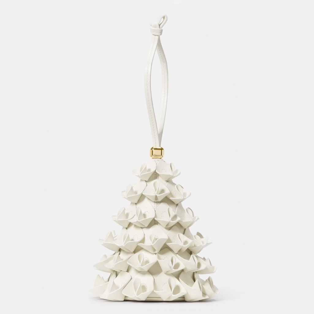Kate Spade New York 3d White Christmas Tree Leather Bag, Meringue New Nwt